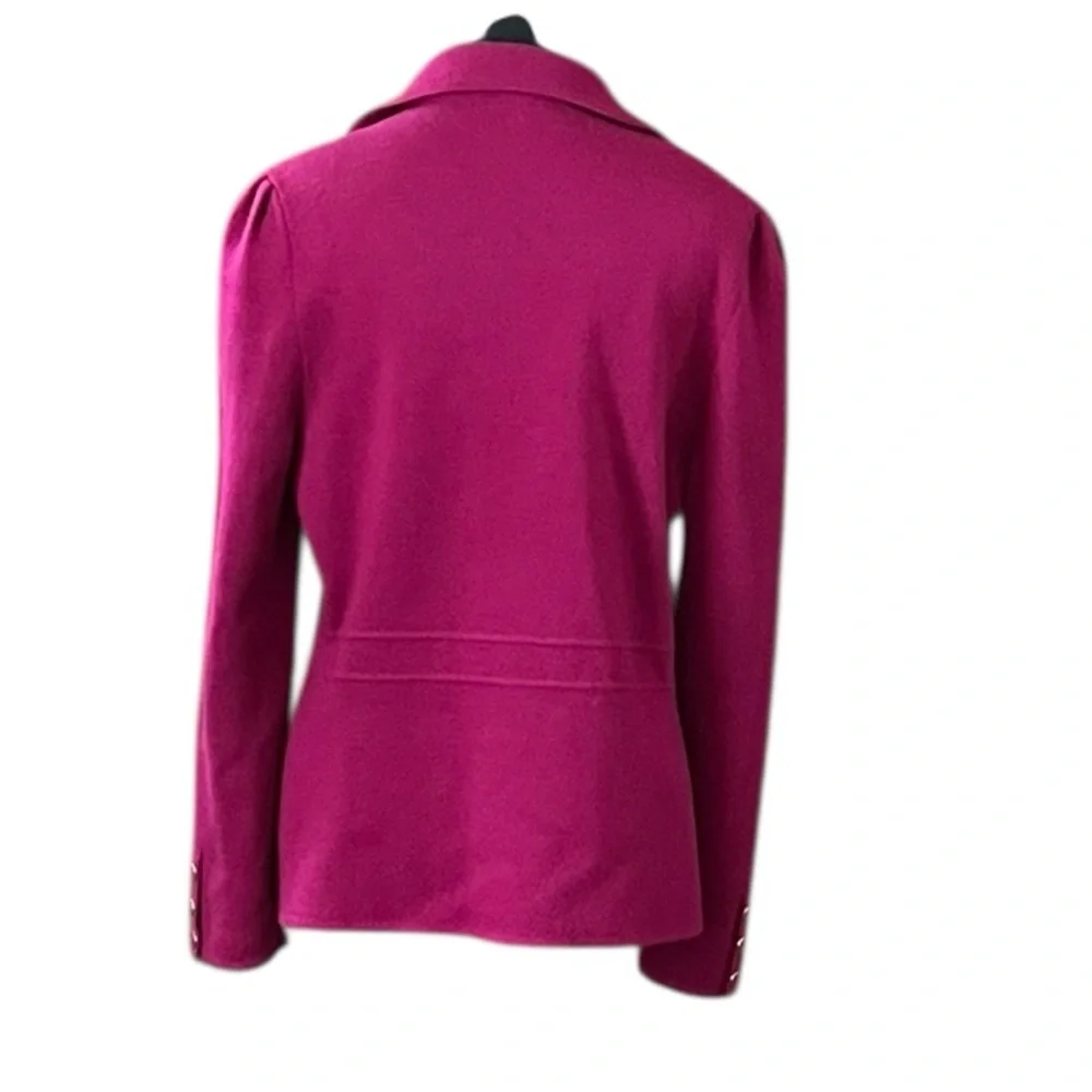 Talbots 100% pure merino wool magenta sweater wool collar jacket good cond M